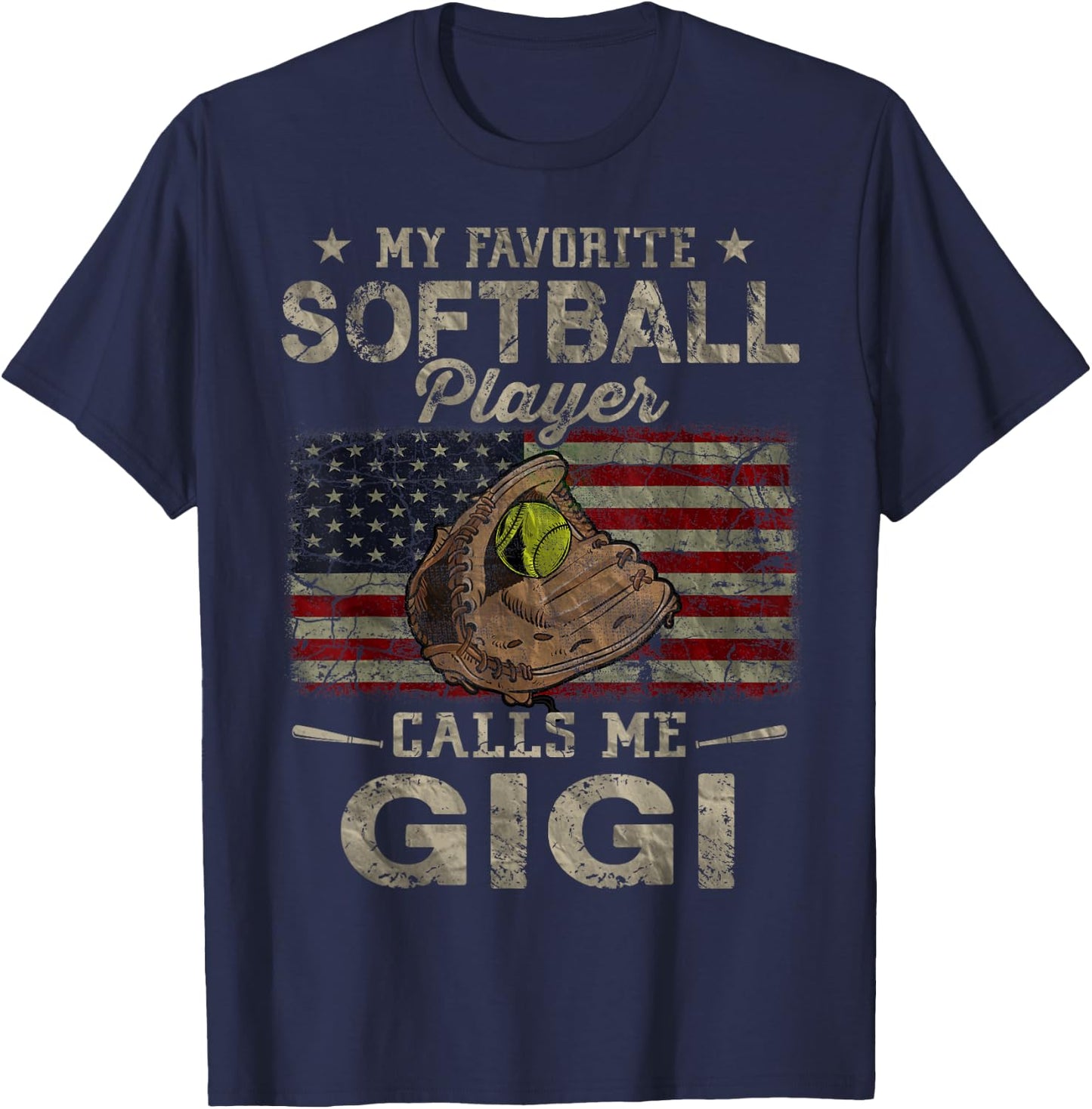 My Favorite Softball Player Calls Me Gigi Mother's Day T-Shirt - T-Shirt | Navy