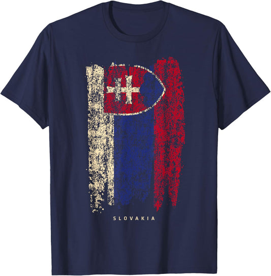 Vintage Slovakia Flag Retro Slovak T-Shirt - T-Shirt | Navy
