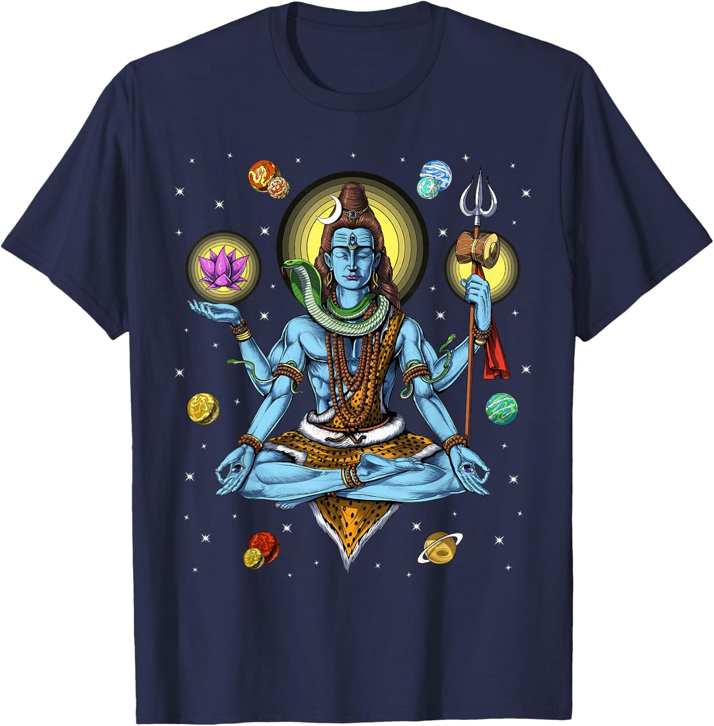 Shiva Hindu God Zen Yoga Meditation Hinduism Spiritual T-Shirt - T-Shirt | Navy
