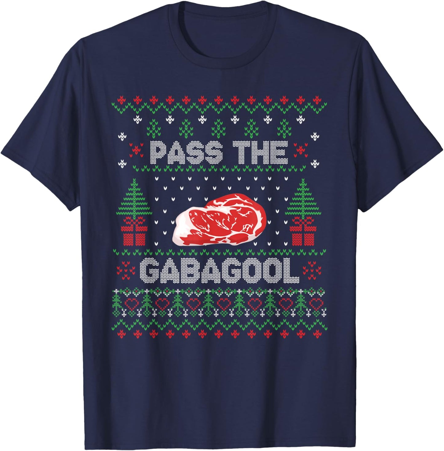 Pass the Gabagool Tacky Ugly Christmas Sweater Women T-Shirt - T-Shirt | Navy