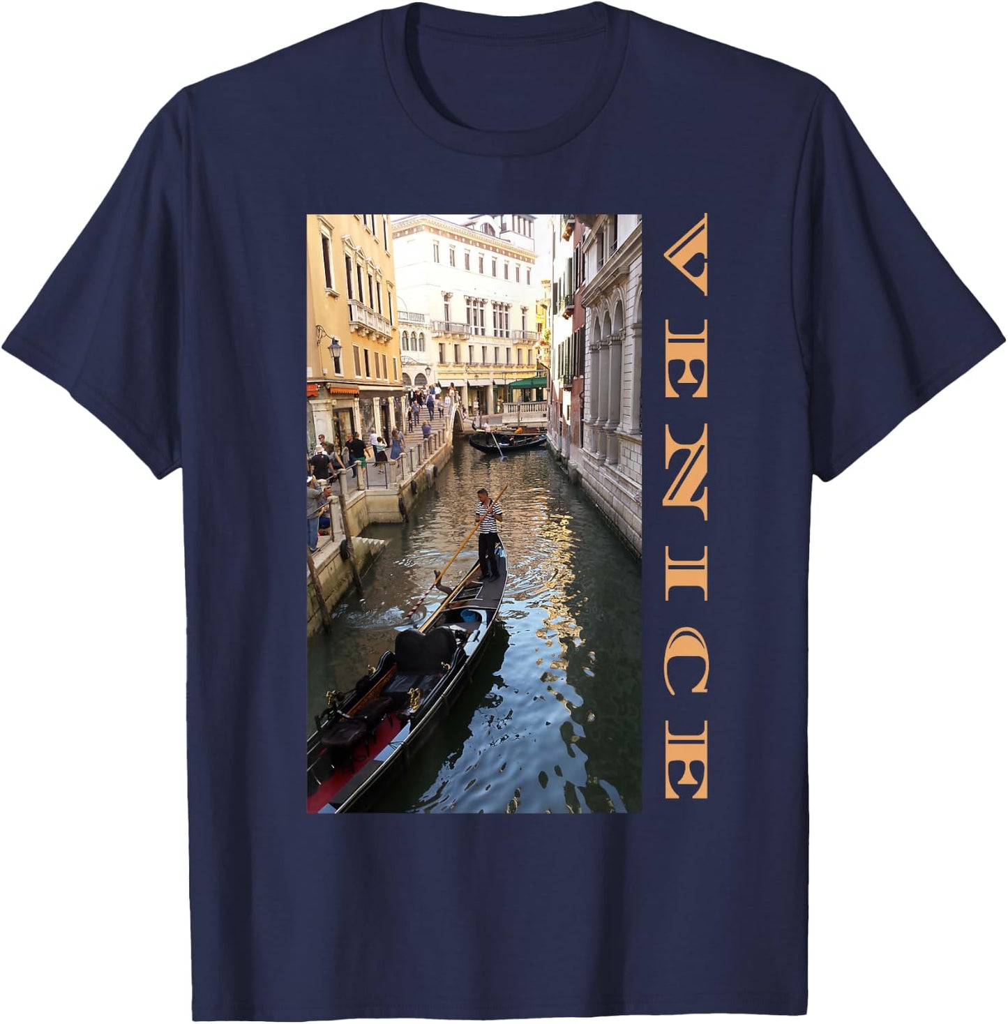 Venice Italy Canal Gondola Travel Souvenirs Photography T-Shirt - T-Shirt | Navy