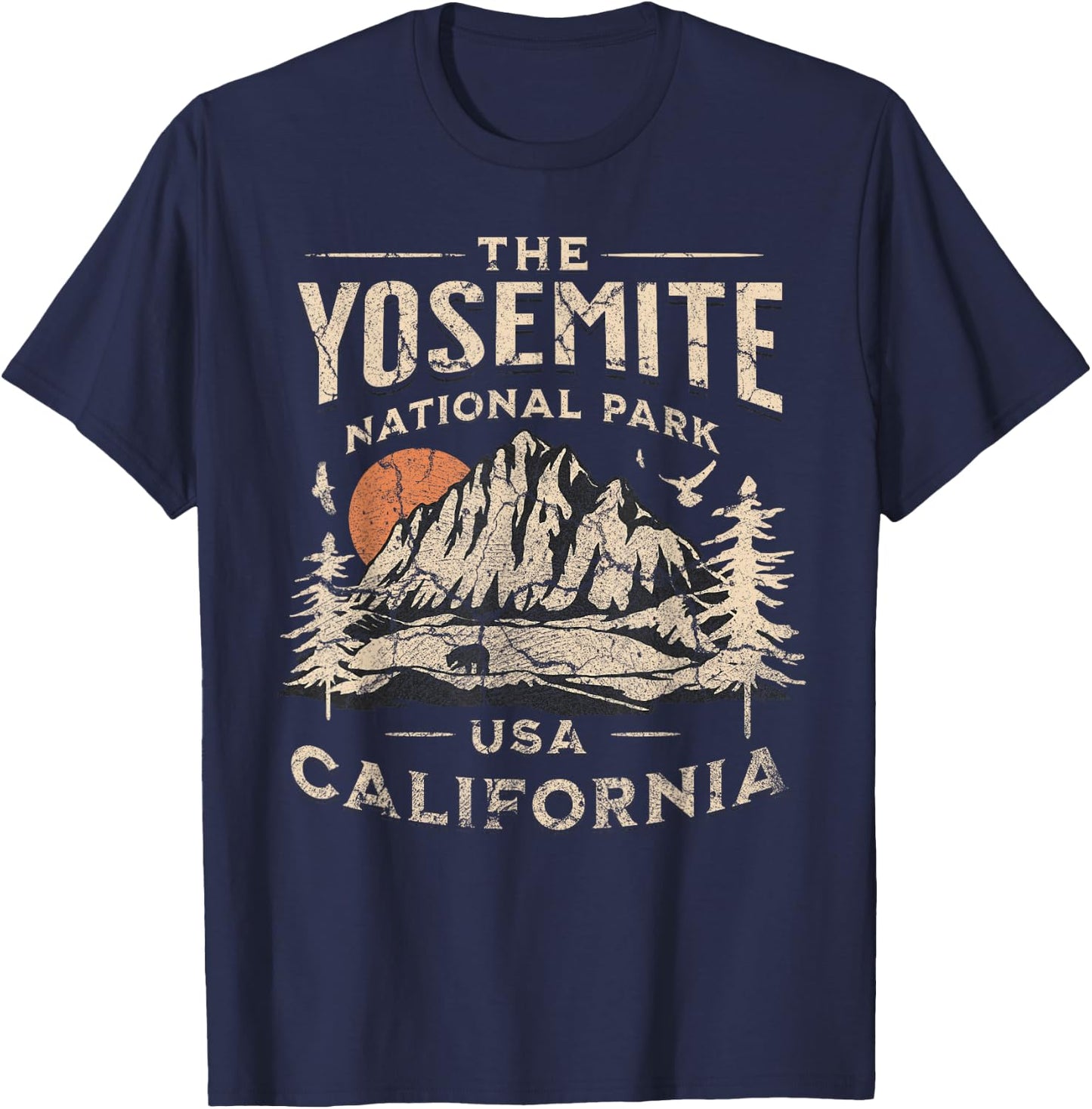 Yosemite National Park California Hike Outdoors Vintage T-Shirt - T-Shirt | Navy