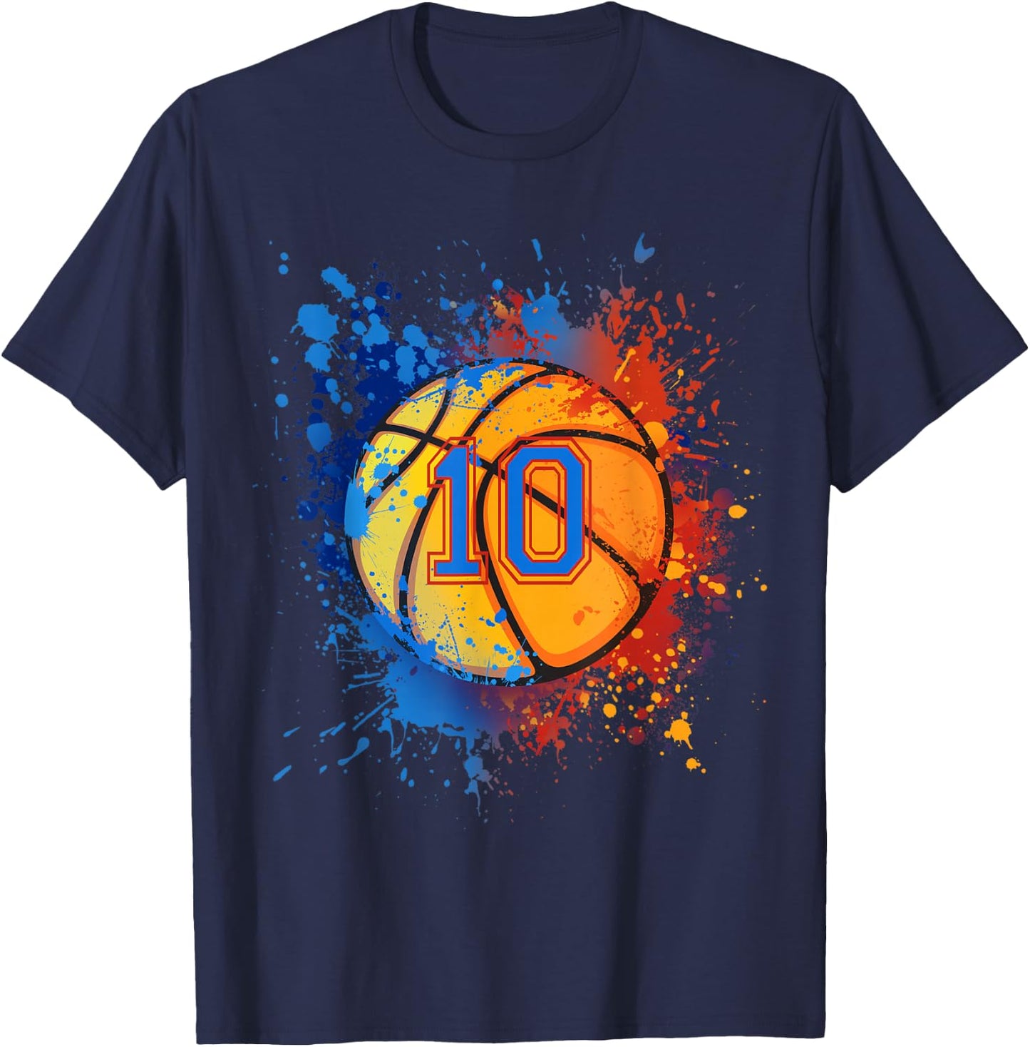 10 Years Old 10th Birthday Basketball Gift Boys Party T-Shirt - T-Shirt | Navy