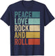 Retro Rocknroll Music Peace Love Rock And Roll T-Shirt - T-Shirt | Navy