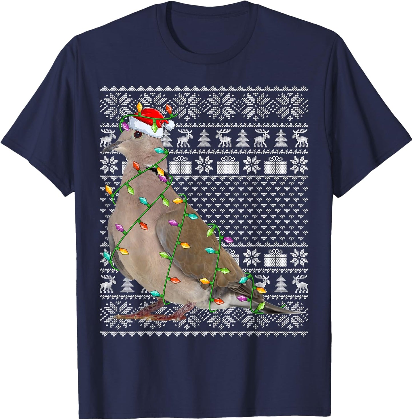 Mourning Dove Bird Lover Santa Ugly Mourning Dove Christmas T-Shirt - T-Shirt | Navy