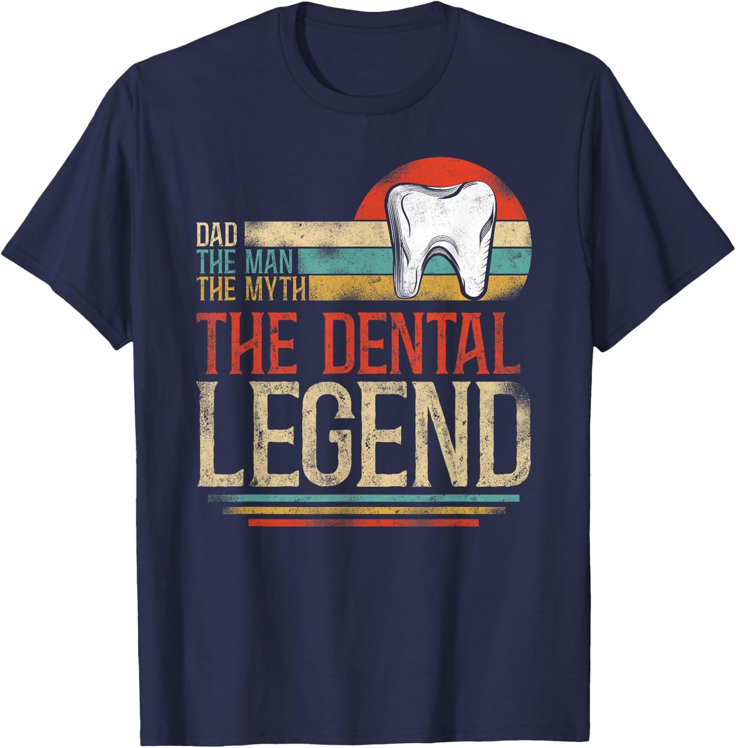 Dentist Dental Assistant Hygienist Retro Vintage Dad Father T-Shirt - T-Shirt | Navy