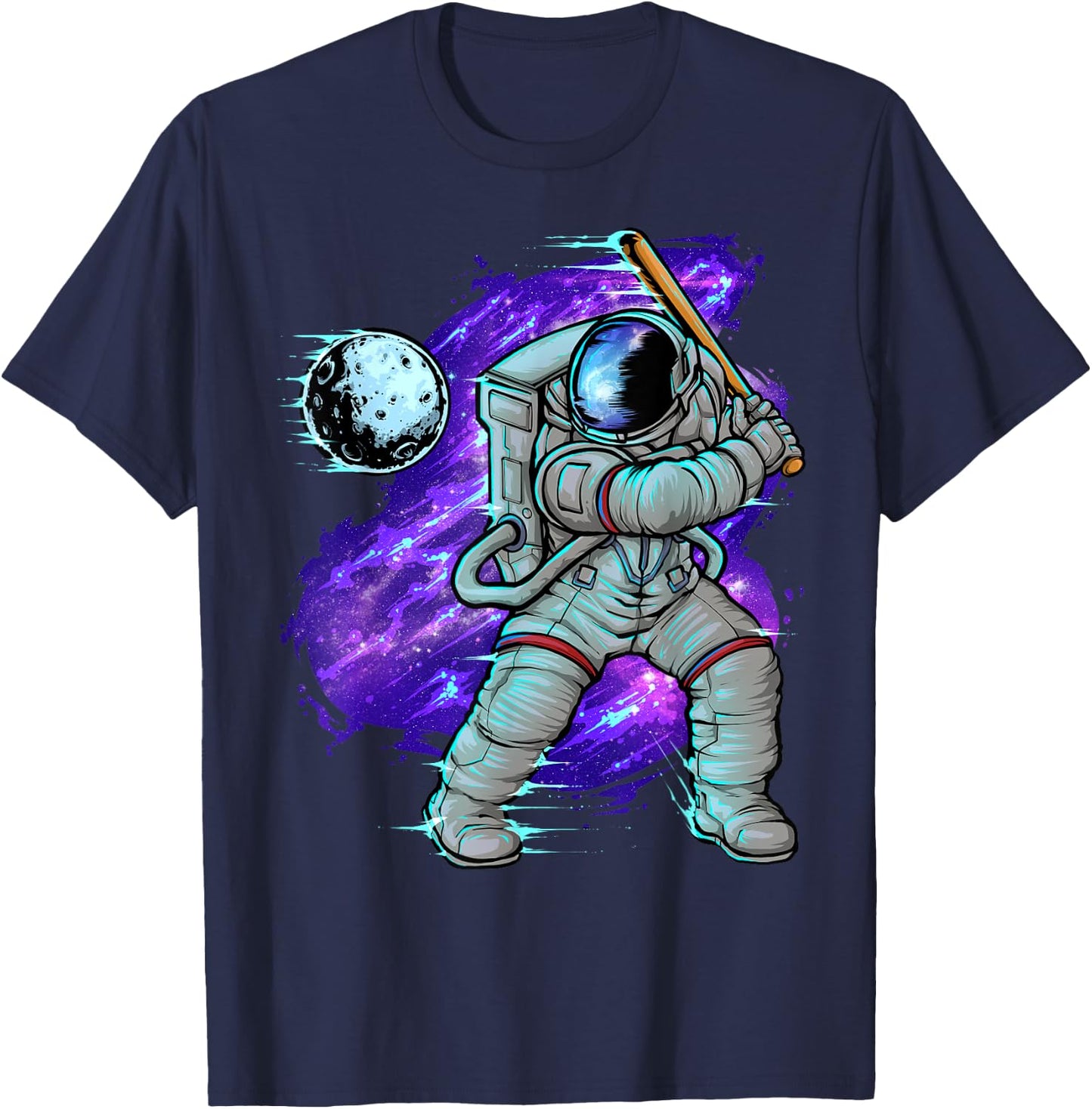 Astronaut Baseball Batter Outer Space T-Shirt - T-Shirt | Navy