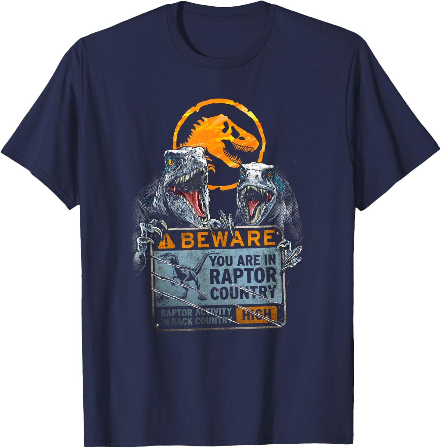 Jurassic World: Dominion Beware You Are In Raptor Country T-Shirt - T-Shirt | Navy