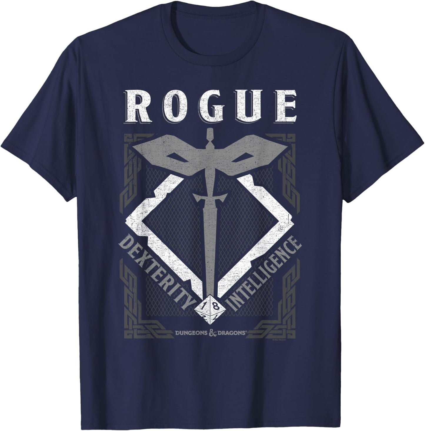 Dungeons & Dragons Rogue Dexterity & Intelligence T-Shirt - T-Shirt | Navy
