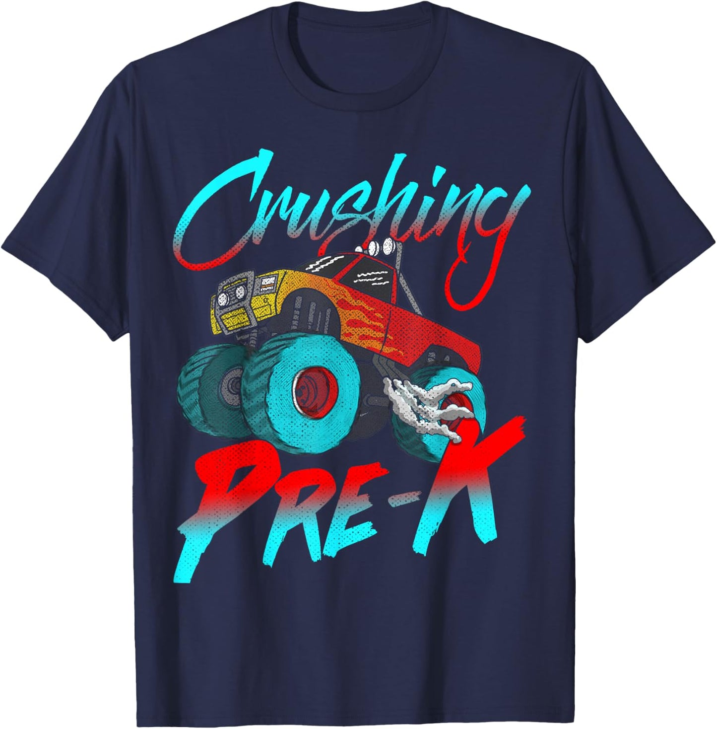 Crushing Pre K Monster Truck Back to School 3 and 4 year Boy T-Shirt - T-Shirt | Navy