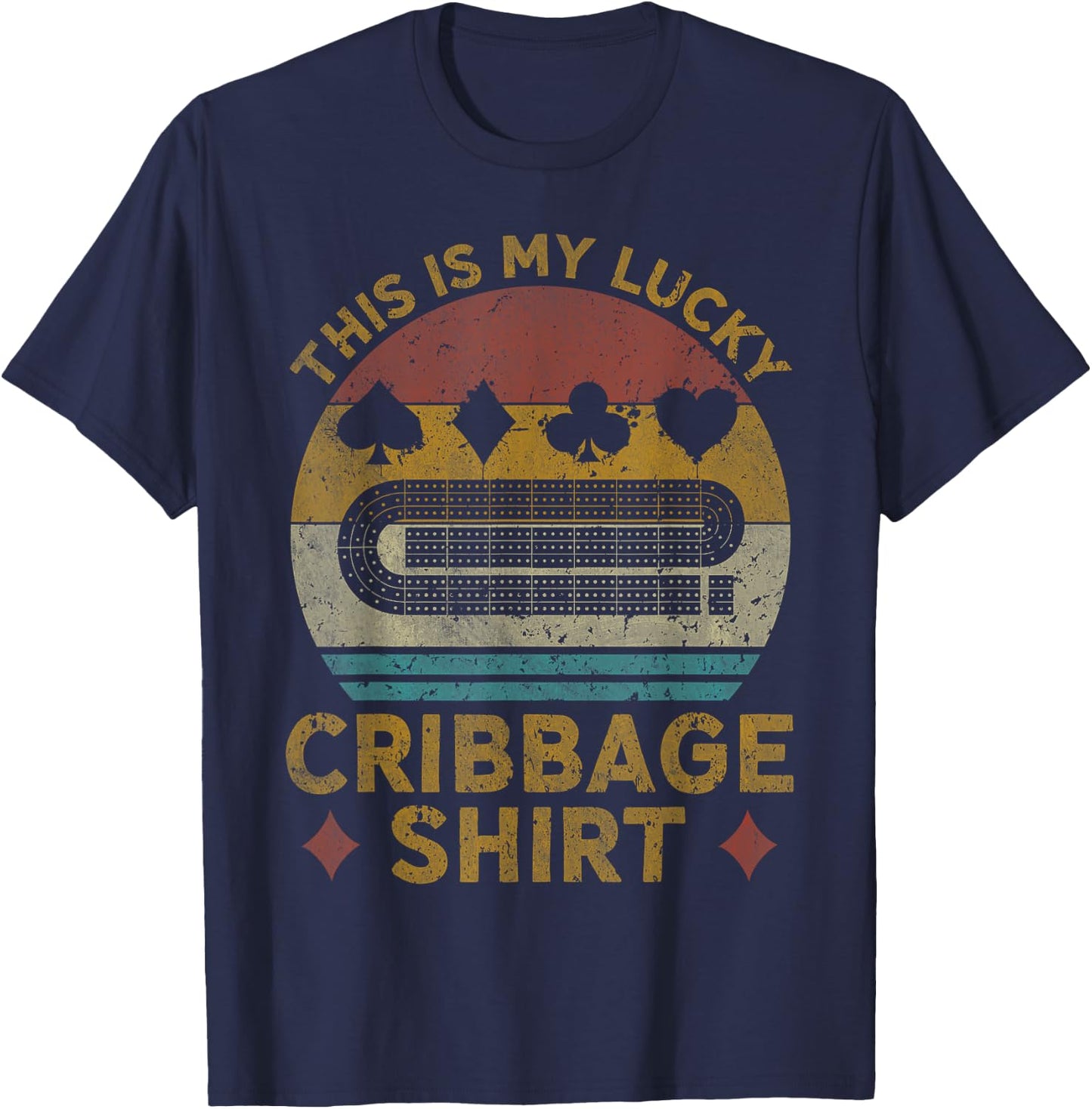 Cribbage Lucky Cribbage Lovers Vintage Cribbage Board Game T-Shirt - T-Shirt | Navy