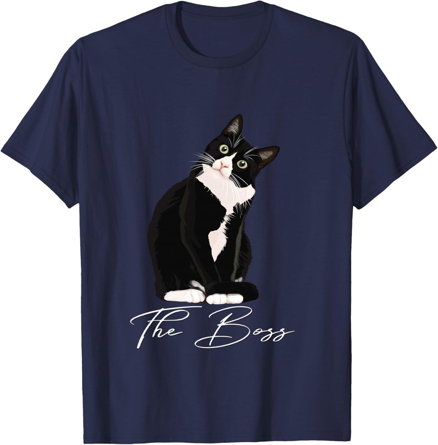 Boss Tuxedo Cat Lovers Funny Shirt for Mom Dad Gift T-Shirt - T-Shirt | Navy