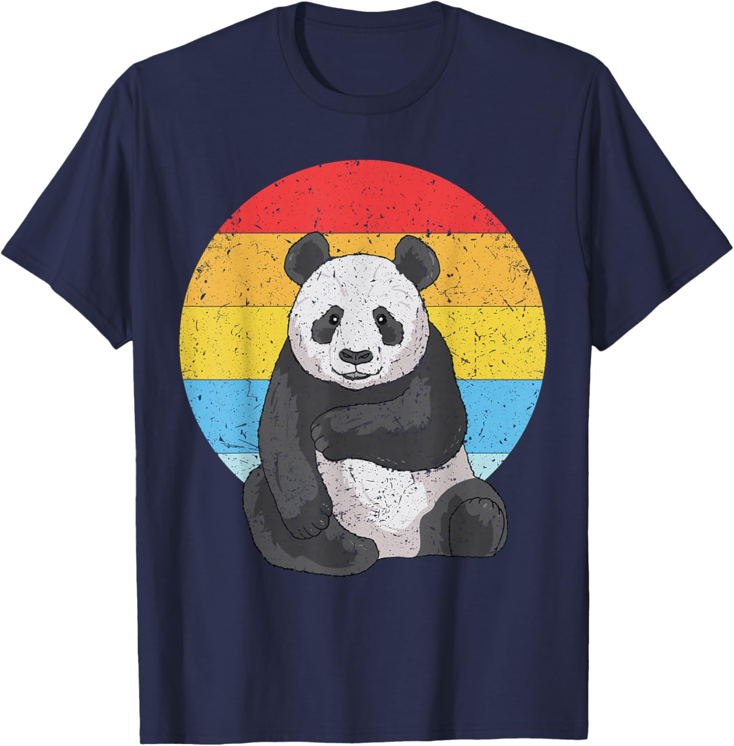 Retro Sunset Panda Kawaii Vintage Panda T-Shirt - T-Shirt | Navy