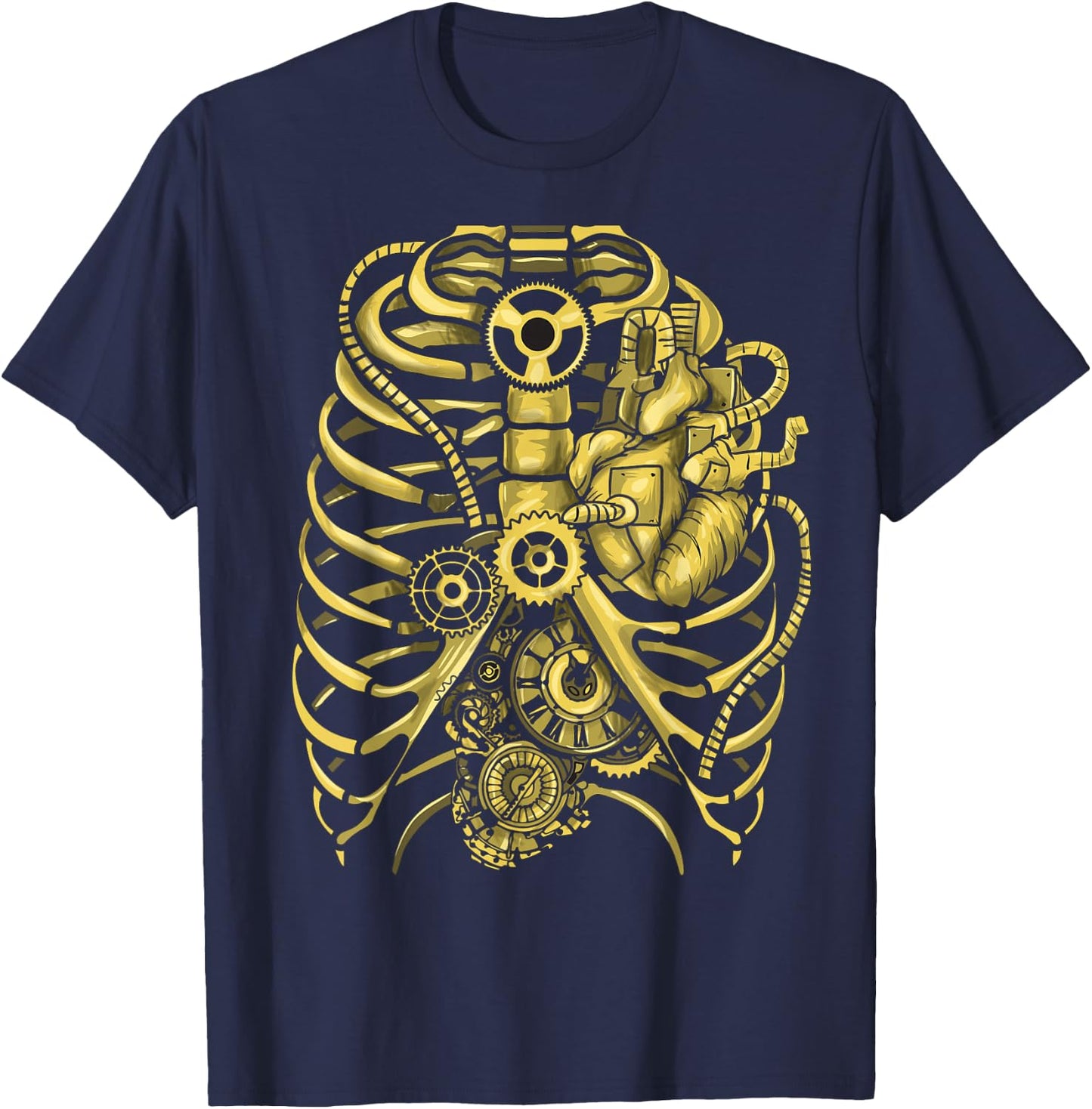 Steampunk Mechanical Chest Gears Men Women Students T-Shirt - T-Shirt | Navy
