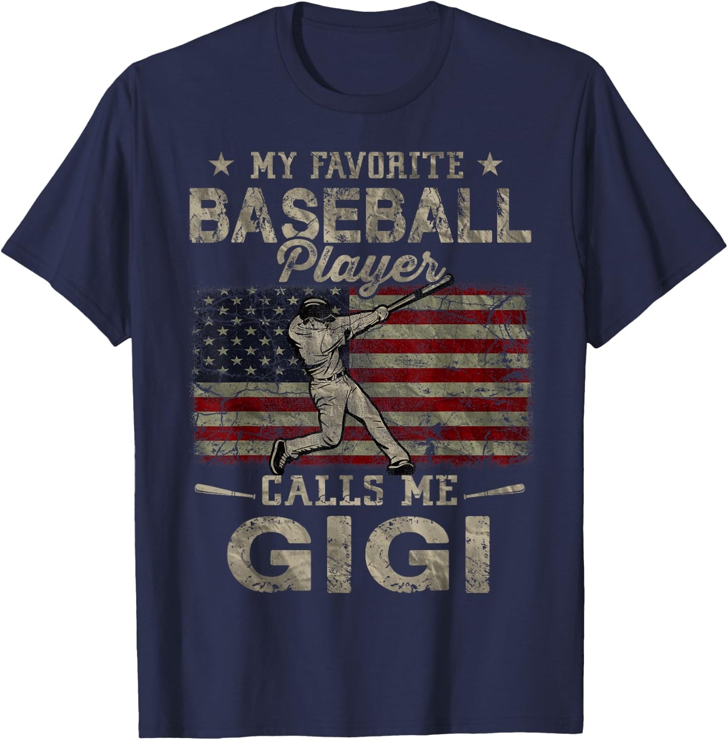 My Favorite Baseball Player Calls Me Gigi Mother's Day T-Shirt - T-Shirt | Navy