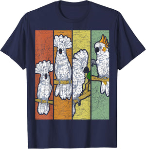 Retro Cockatoo Black T-Shirt - T-Shirt | Navy