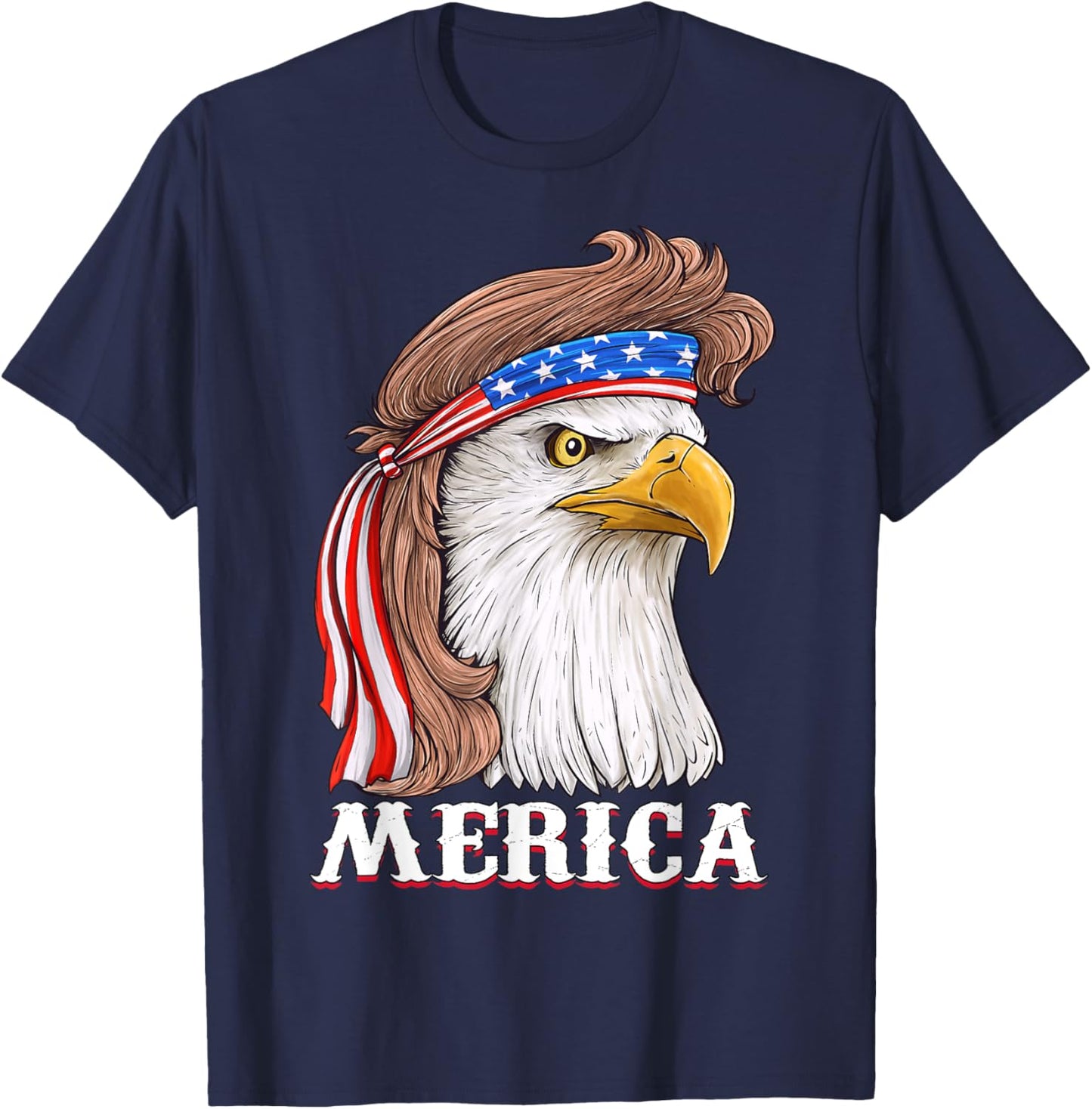Eagle Mullet 4th Of July USA American Flag Merica T-Shirt - T-Shirt | Navy