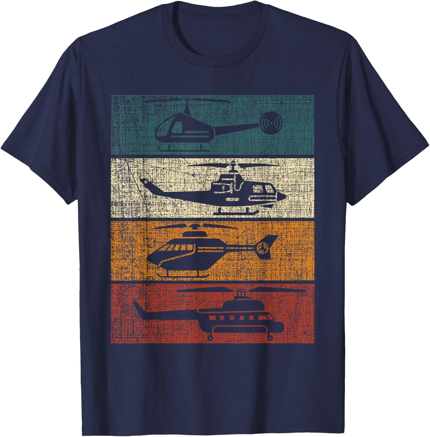 Retro Helicopter Pilot Vintage Aviation T-Shirt - T-Shirt | Navy