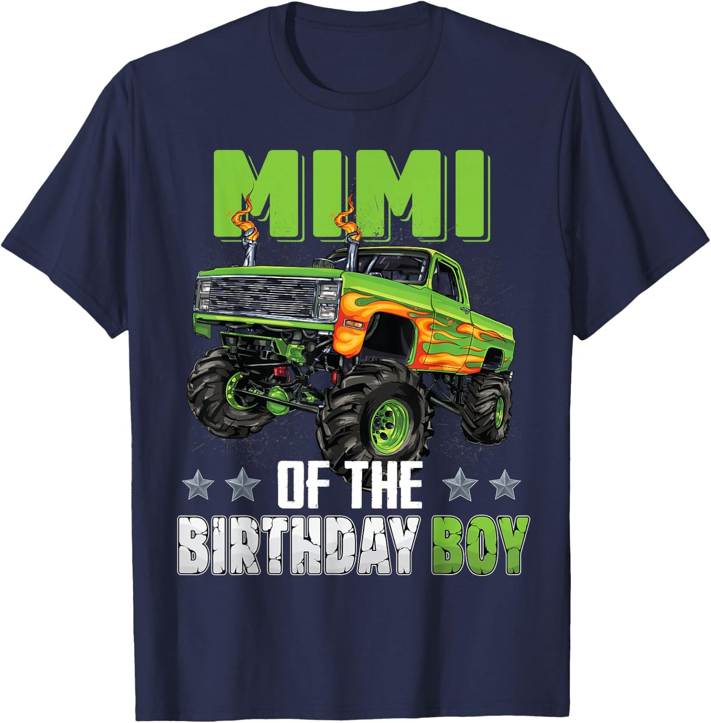 Mimi of Birthday Boy Monster Truck Car Family Matching Nana T-Shirt - T-Shirt | Navy