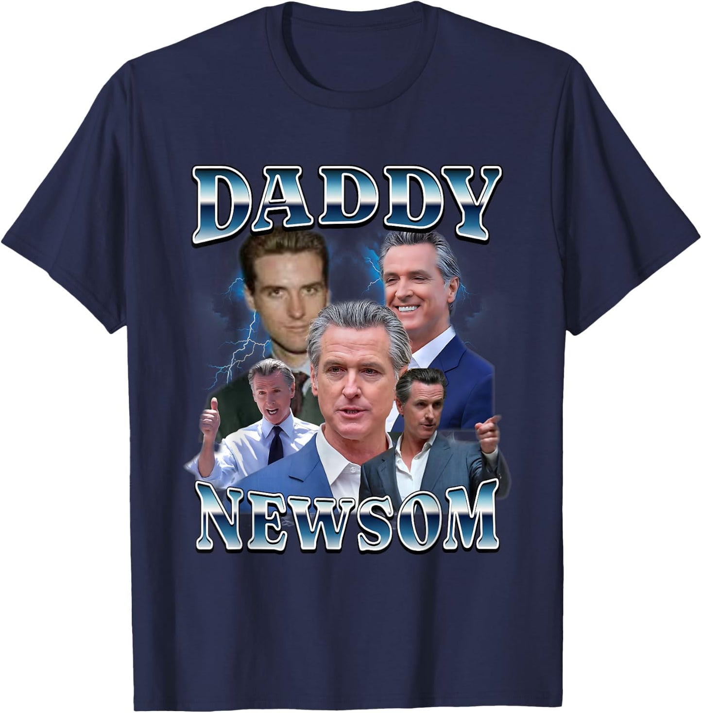 Daddy Newsom for President 2028 Bootleg California Support T-Shirt - T-Shirt | Navy