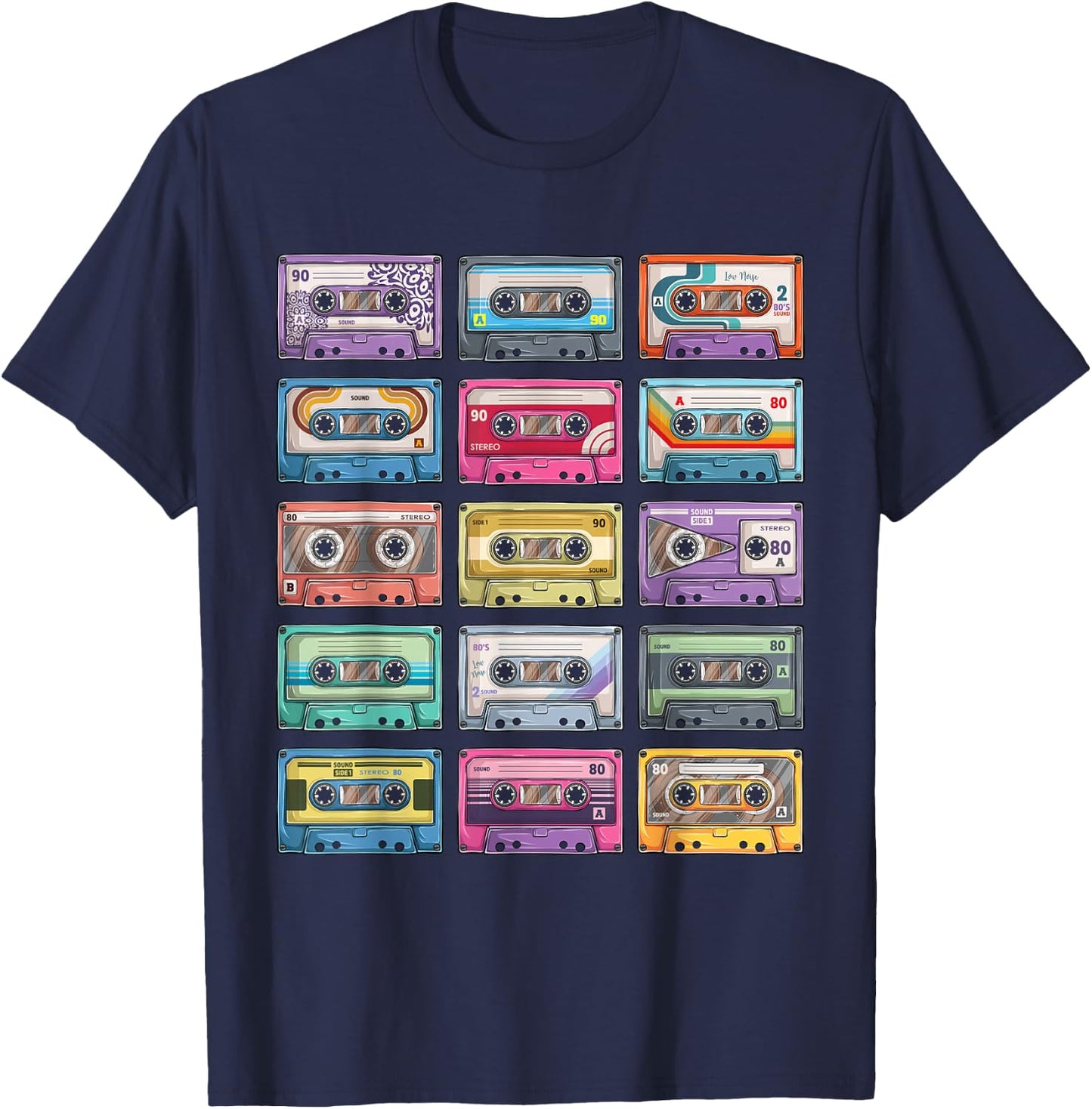 Vintage Cassette Tapes Collection 80's 90's Music Mixtape T-Shirt - T-Shirt | Navy