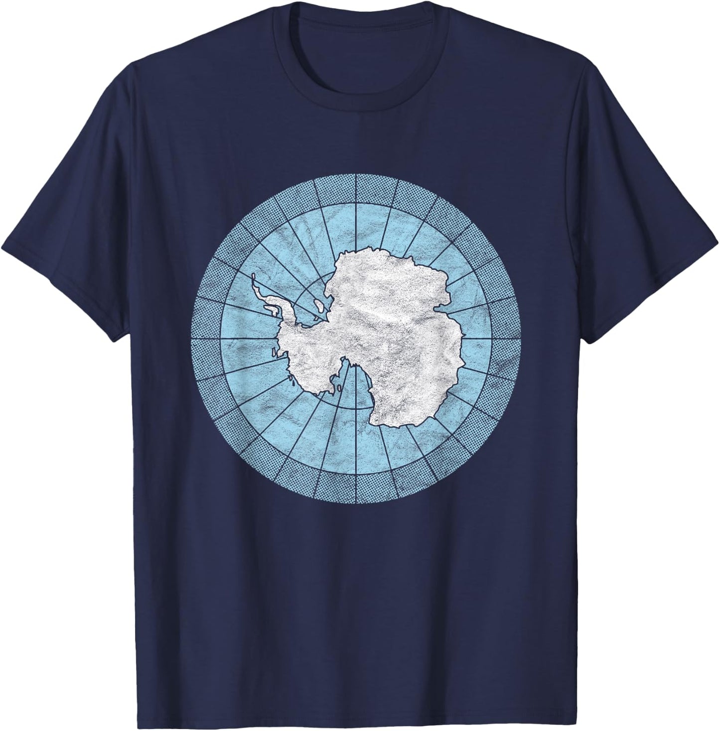 Antarctic Map Minimalist Distressed Vintage 80s T-Shirt - T-Shirt | Navy
