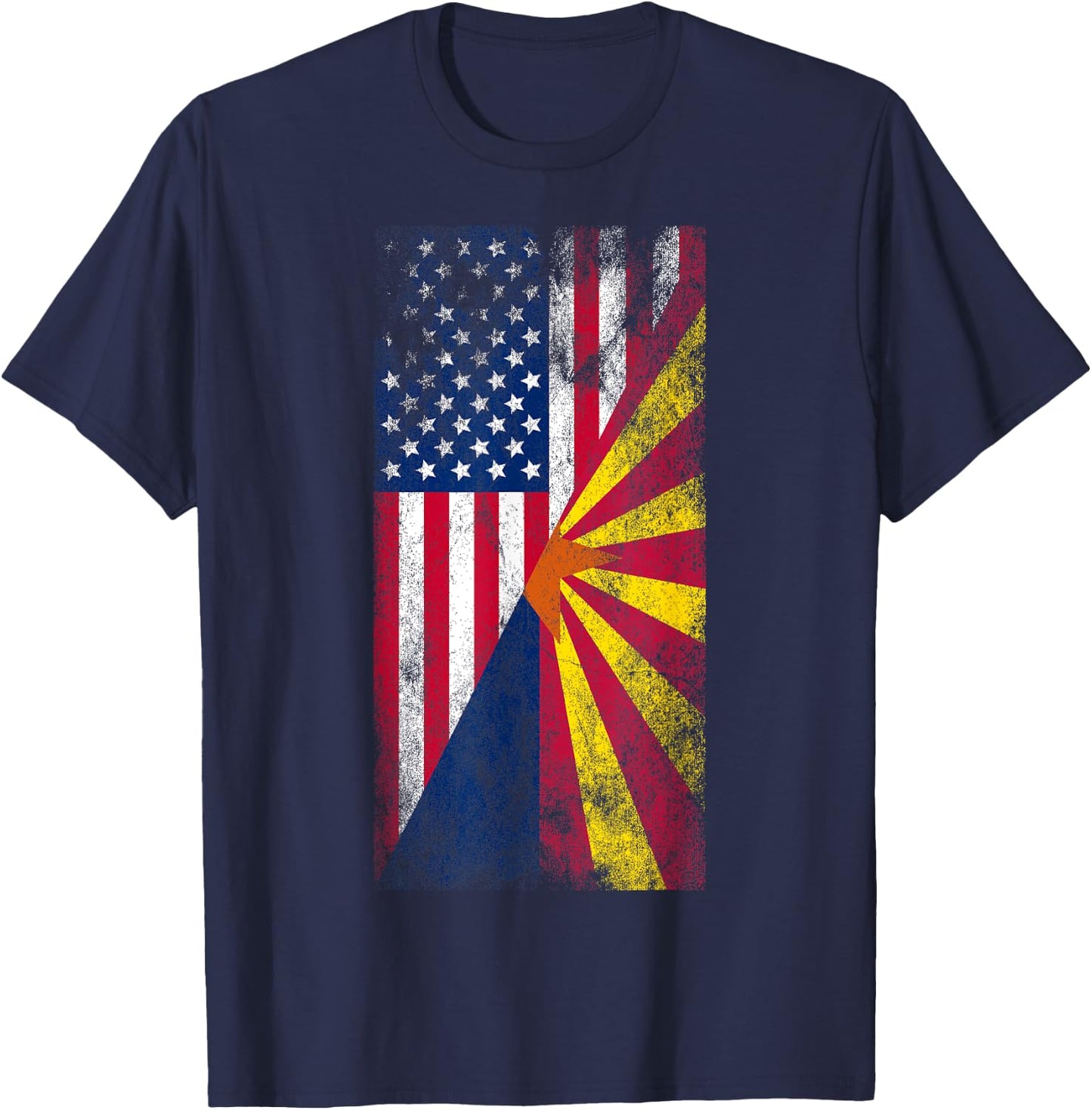 Irreverent USA & Arizona Flags - American Arizonan T-Shirt - T-Shirt | Navy