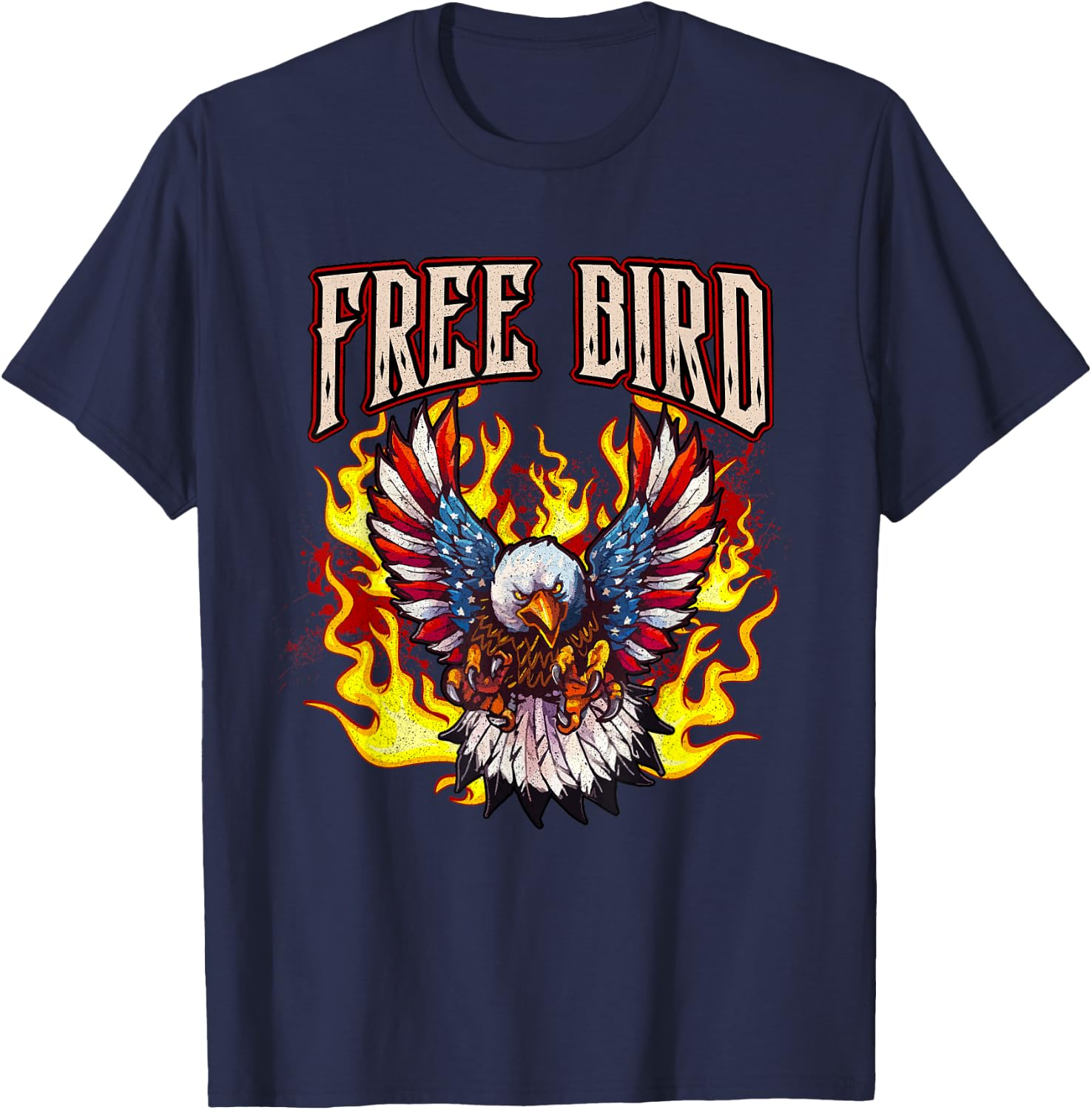 LyricVerse - FREE BIRD - American Bald Eagle T-Shirt - T-Shirt | Navy