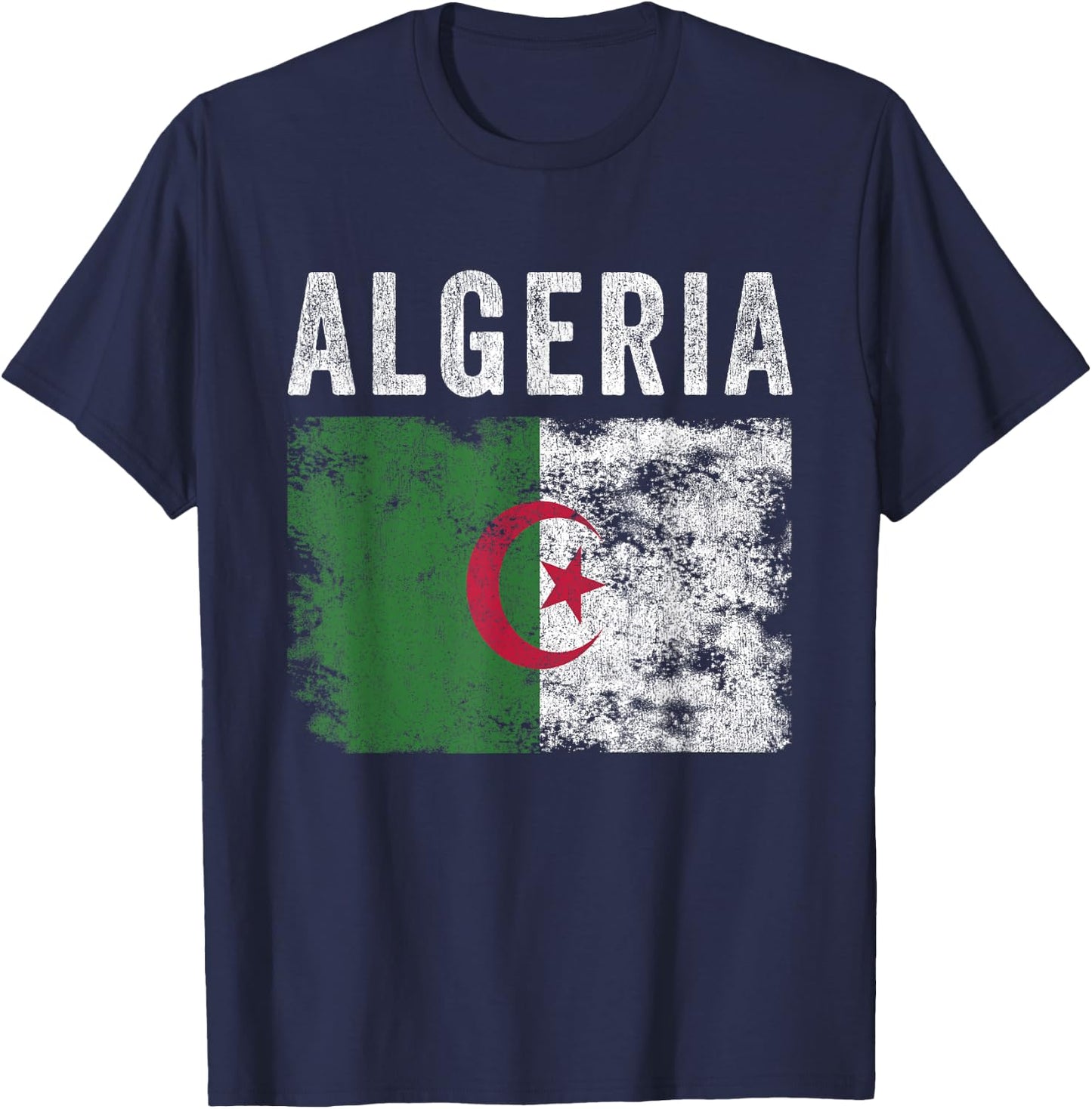 Algeria Flag Distressed - Men Women Kids - Algerian Flag T-Shirt - T-Shirt | Navy