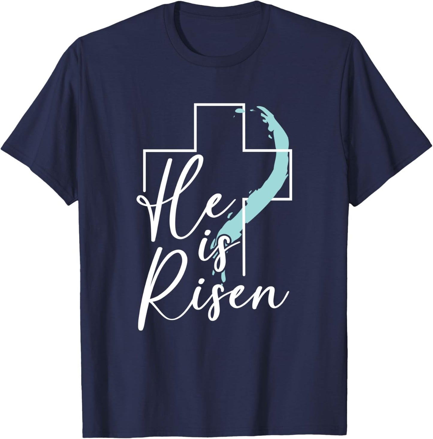 He Is Risen Christian Jesus Easter Bunny Easter Egg T-Shirt - T-Shirt | Navy