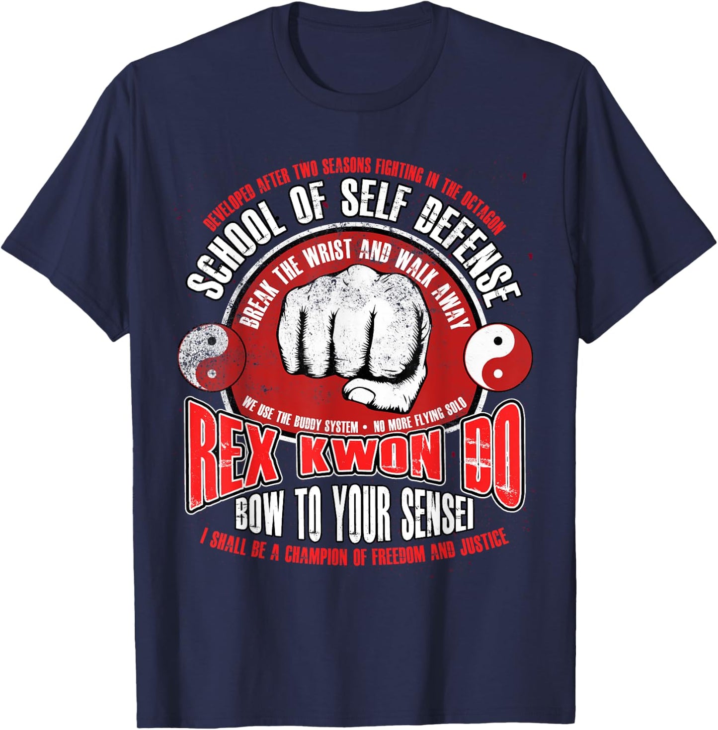 Rex Kwon Do Funny Karate Martial Arts Retro T-Shirt - T-Shirt | Navy