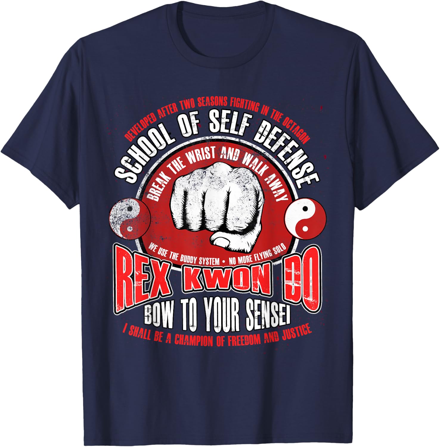 Rex Kwon Do Funny Karate Martial Arts Retro T-Shirt - T-Shirt | Navy