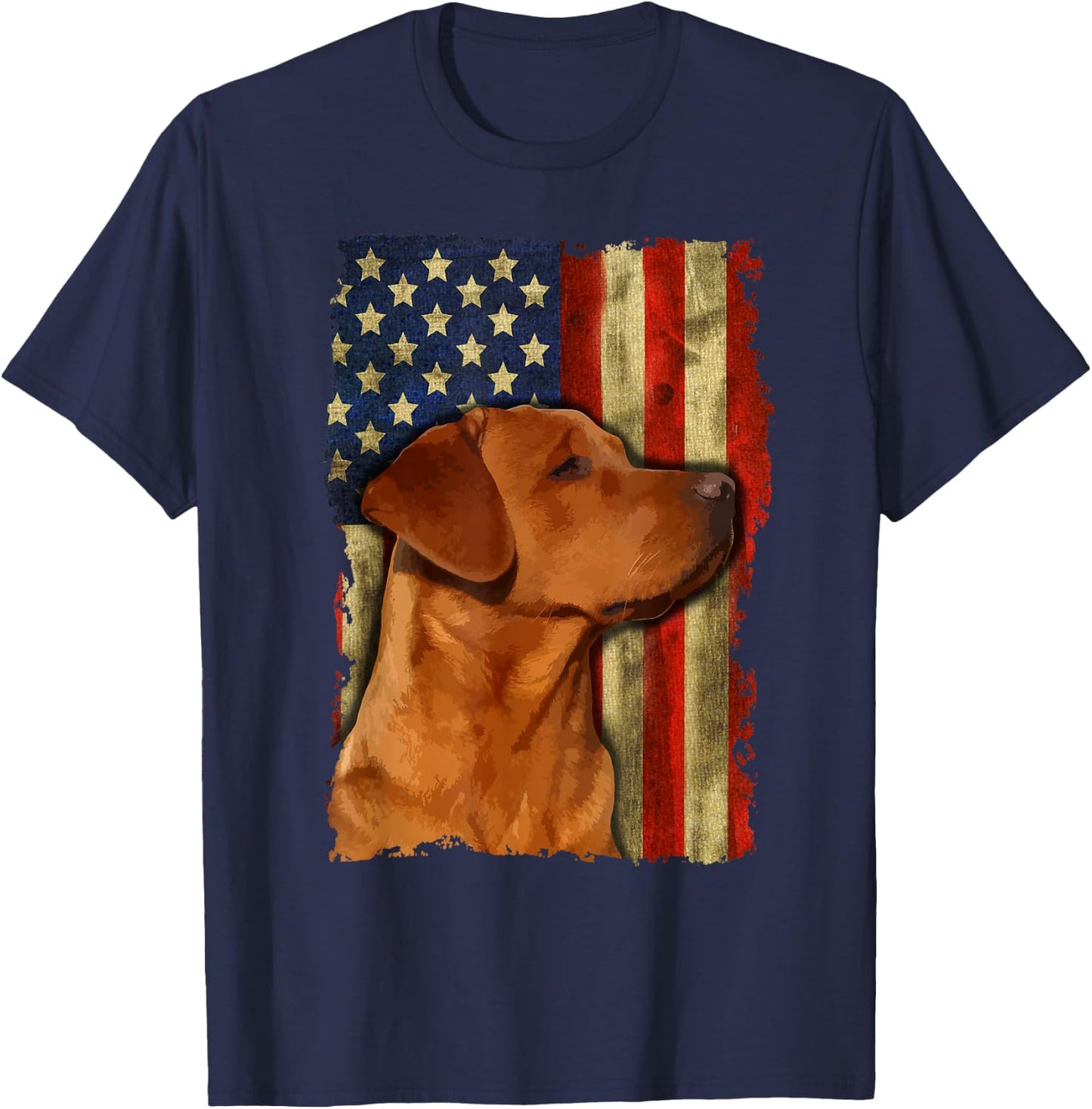 Foxred Labrador Retriever US Flag Fox Red Labrador Dog Lover T-Shirt - T-Shirt | Navy