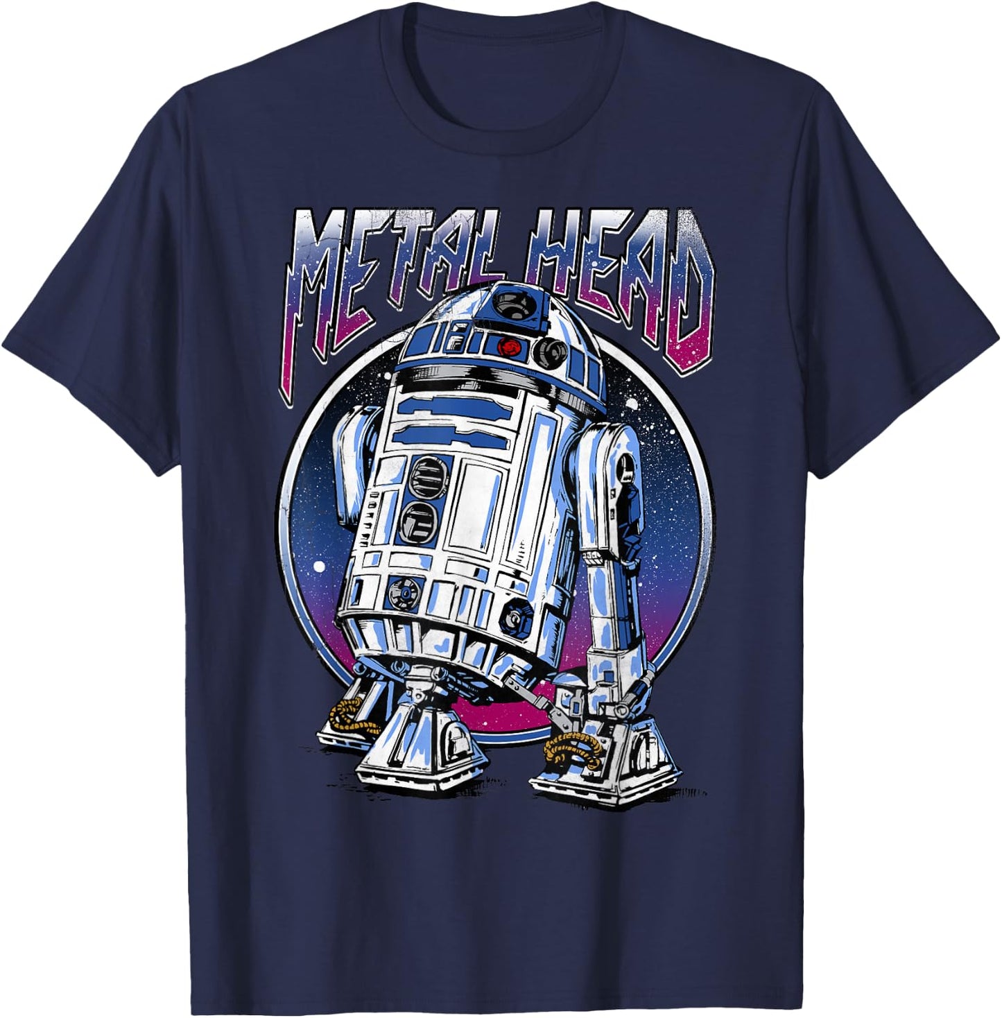 Star Wars R2D2 Metal Head Vintage Disney+ T-Shirt - T-Shirt | Navy