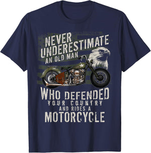US Veteran Vintage Military Motorcycle Bike T Shirt Gift T-Shirt - T-Shirt | Navy