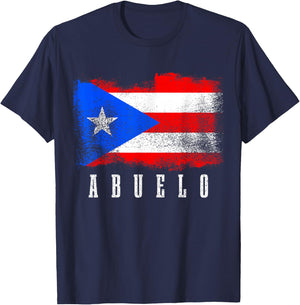 Puerto Rican Abuelo Flag Patriotic Fathers Day Dia Del Padre Men T-Shirt - T-Shirt | Navy