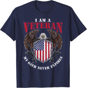 I am a Veteran My Oath Never Expires Patriotic Veteran Women Men T-Shirt - T-Shirt | Navy