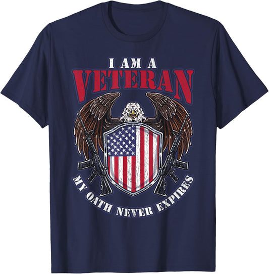 I am a Veteran My Oath Never Expires Patriotic Veteran Women Men T-Shirt - T-Shirt | Navy