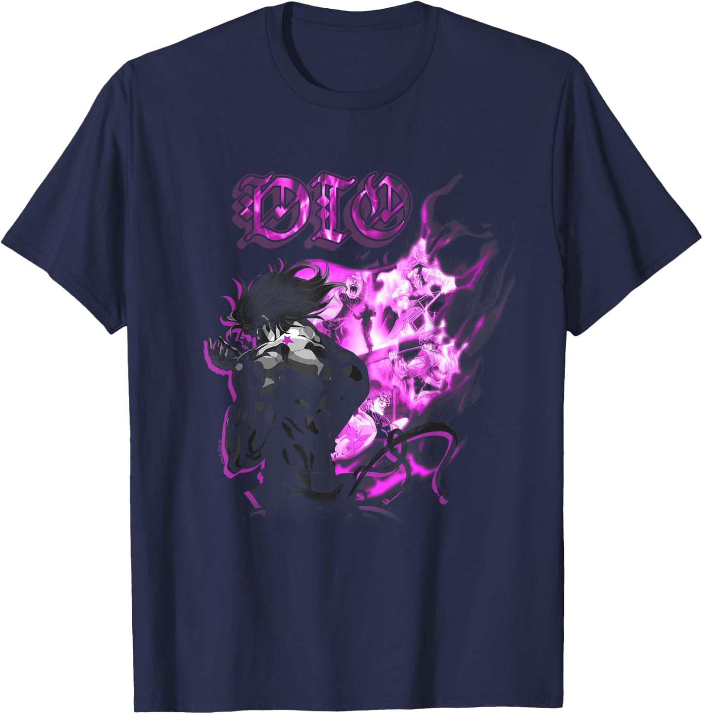 JoJo Part 3 Stardust Crusaders DIO Silhouette Stand Aura T-Shirt - T-Shirt | Navy