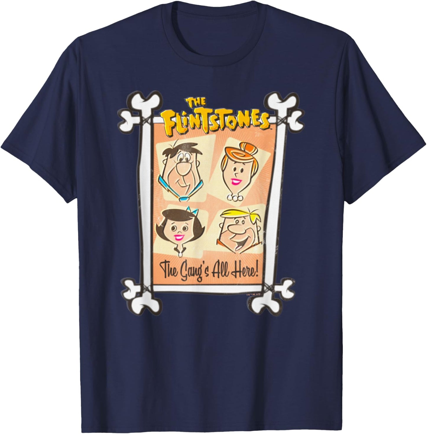 The Flintstones Fred Wilma The Gang's All Here T-Shirt - T-Shirt | Navy