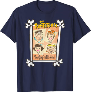 The Flintstones Fred Wilma The Gang's All Here T-Shirt - T-Shirt | Navy
