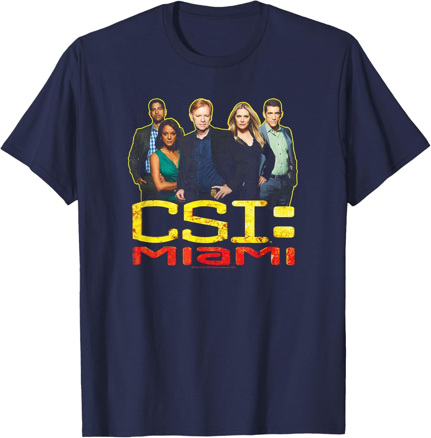 CSI: Miami The Cast In Black T-Shirt - T-Shirt | Navy