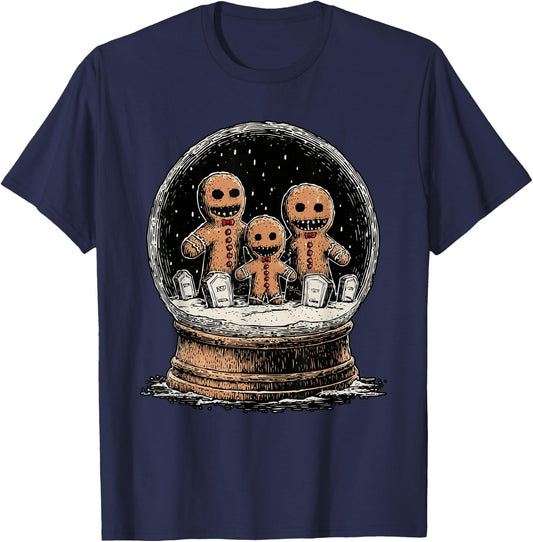 Creepy Gingerbread Cookies Goth Winter Gothic Christmas Snow T-Shirt - T-Shirt | Navy