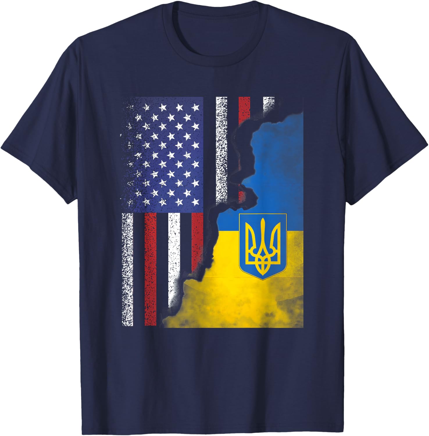 Ukrainian American Flag Ukraine USA America Roots T-Shirt - T-Shirt | Navy
