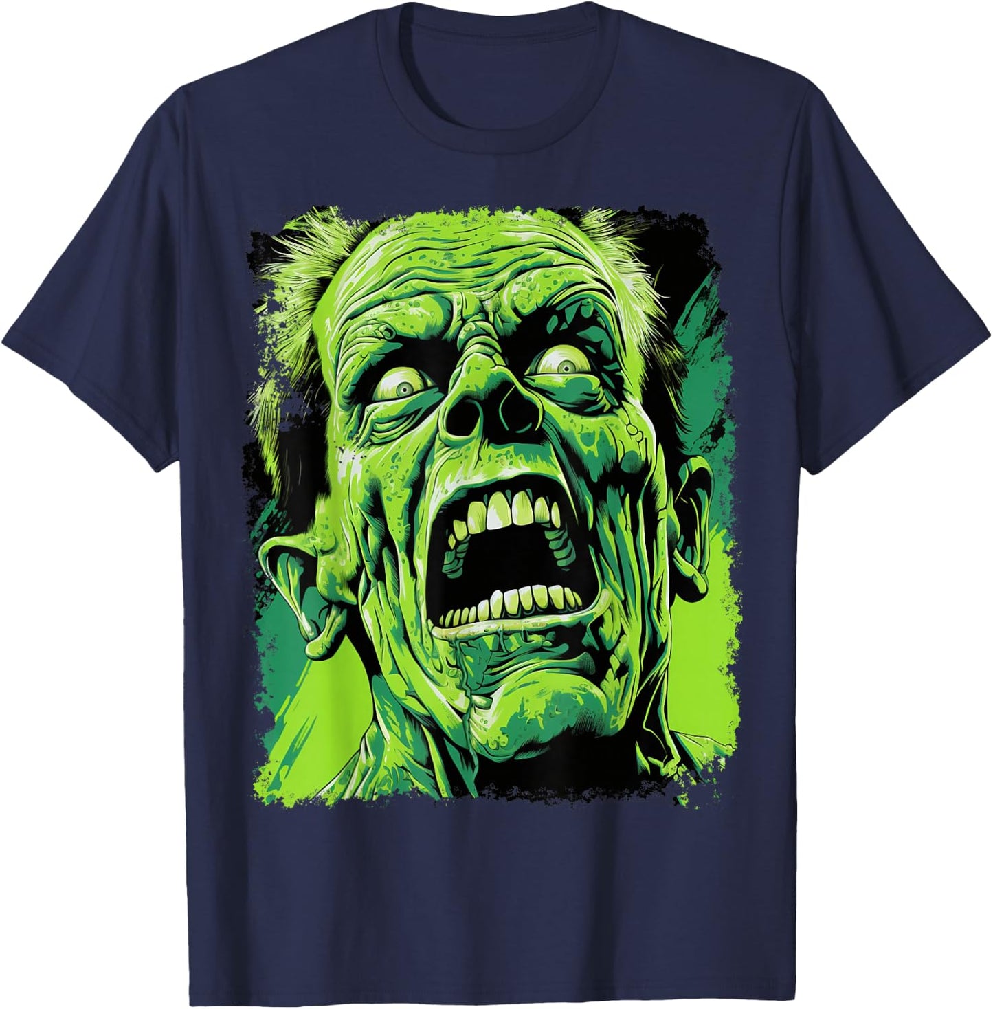 Classic Horror Green Evil Crazy Scientist Freak Halloween T-Shirt - T-Shirt | Navy