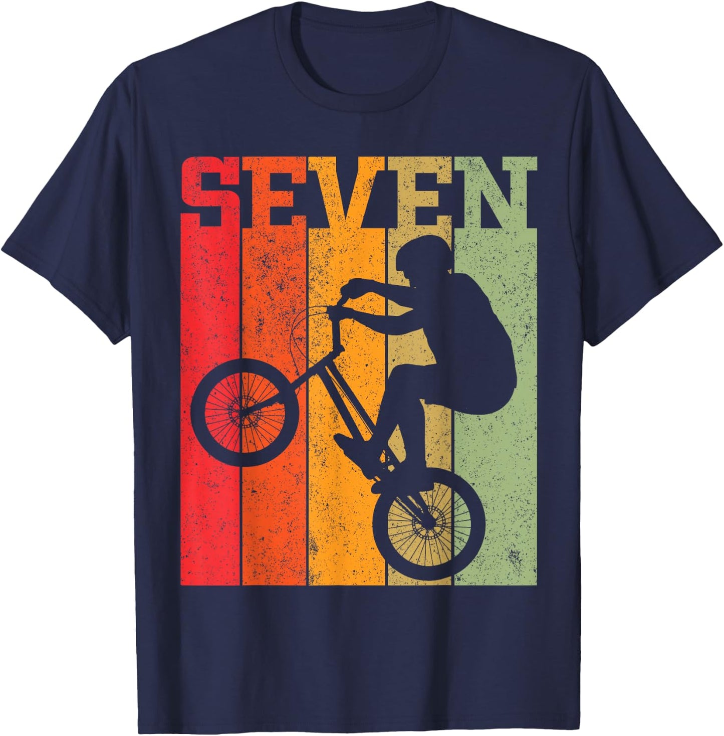 7th Birthday Boys 7 Year Old Seven BMX Bike racing bicycle T-Shirt - T-Shirt | Navy
