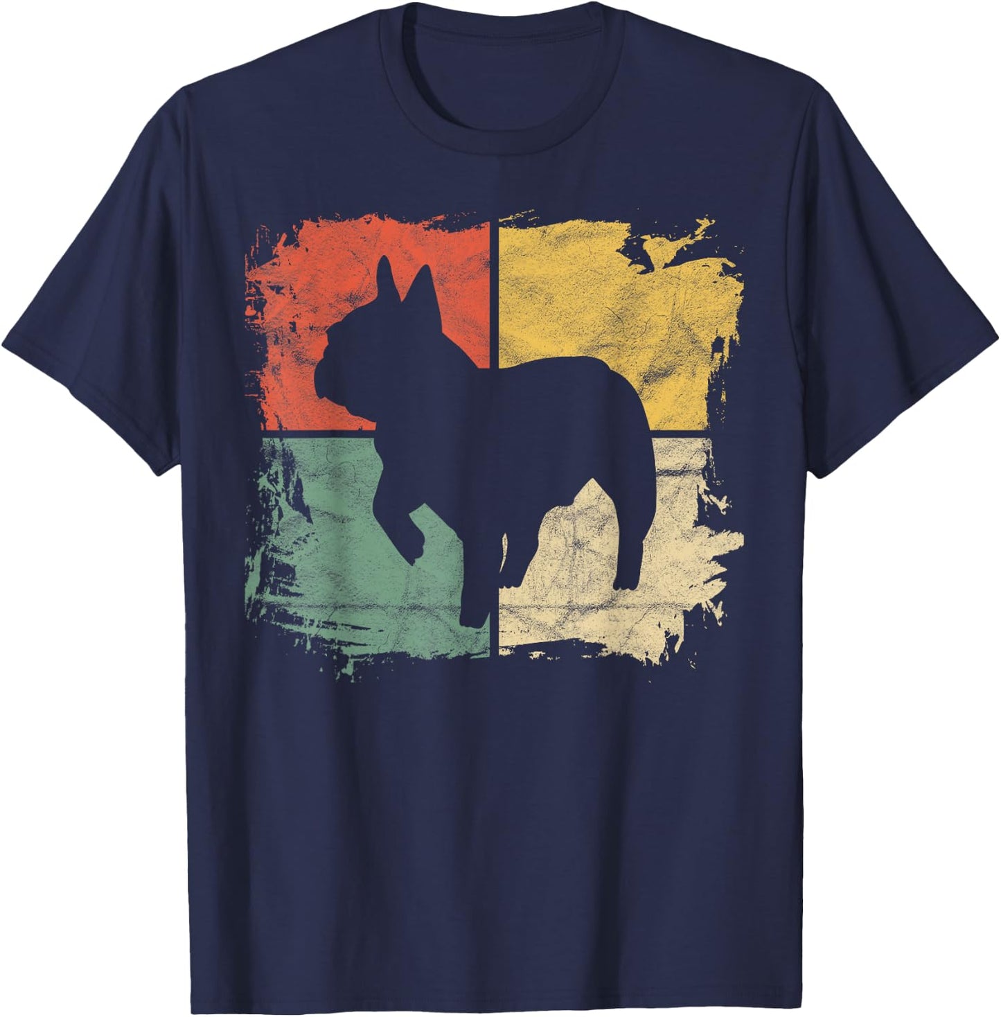Square Retro Pug Owner Gift Dog Parent Dad Puggle Mom T-Shirt - T-Shirt | Navy