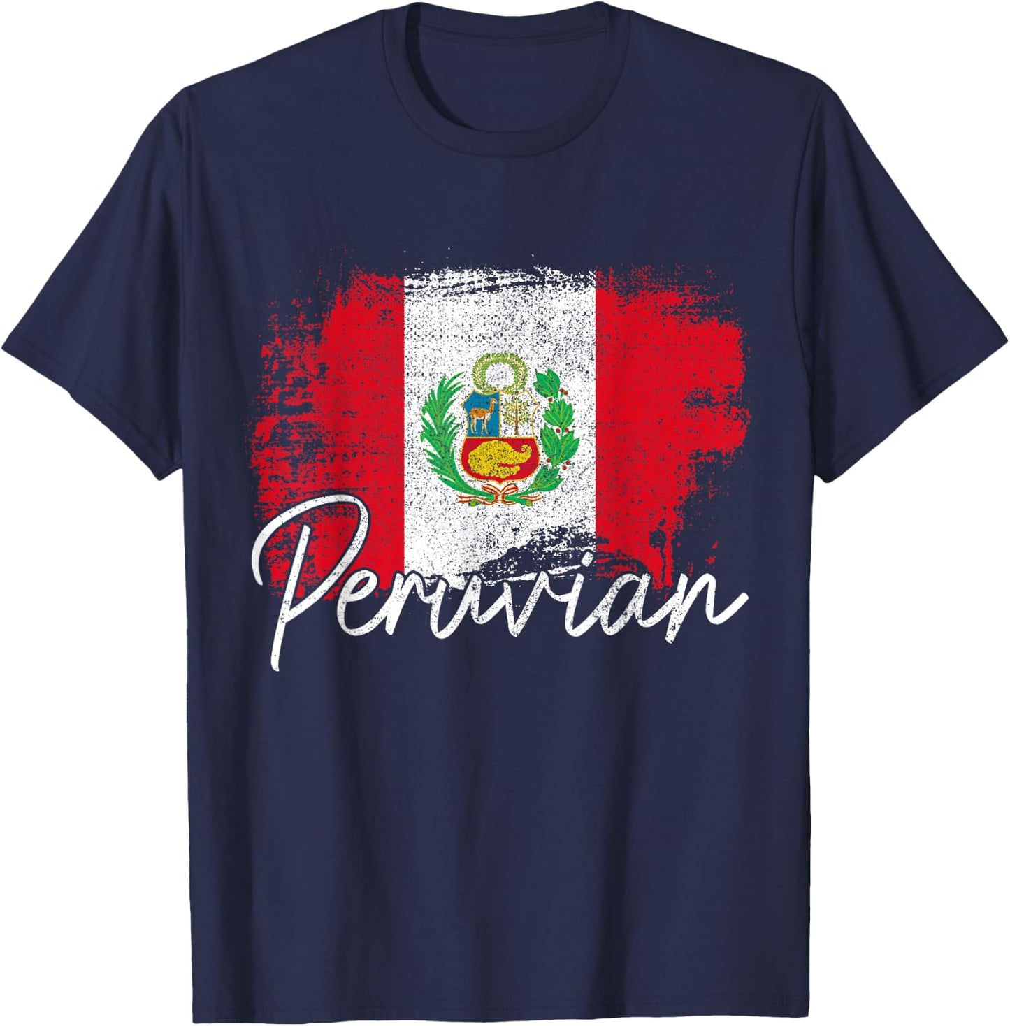 Peru Vintage Flag Peru Pride Roots T-Shirt - T-Shirt | Navy