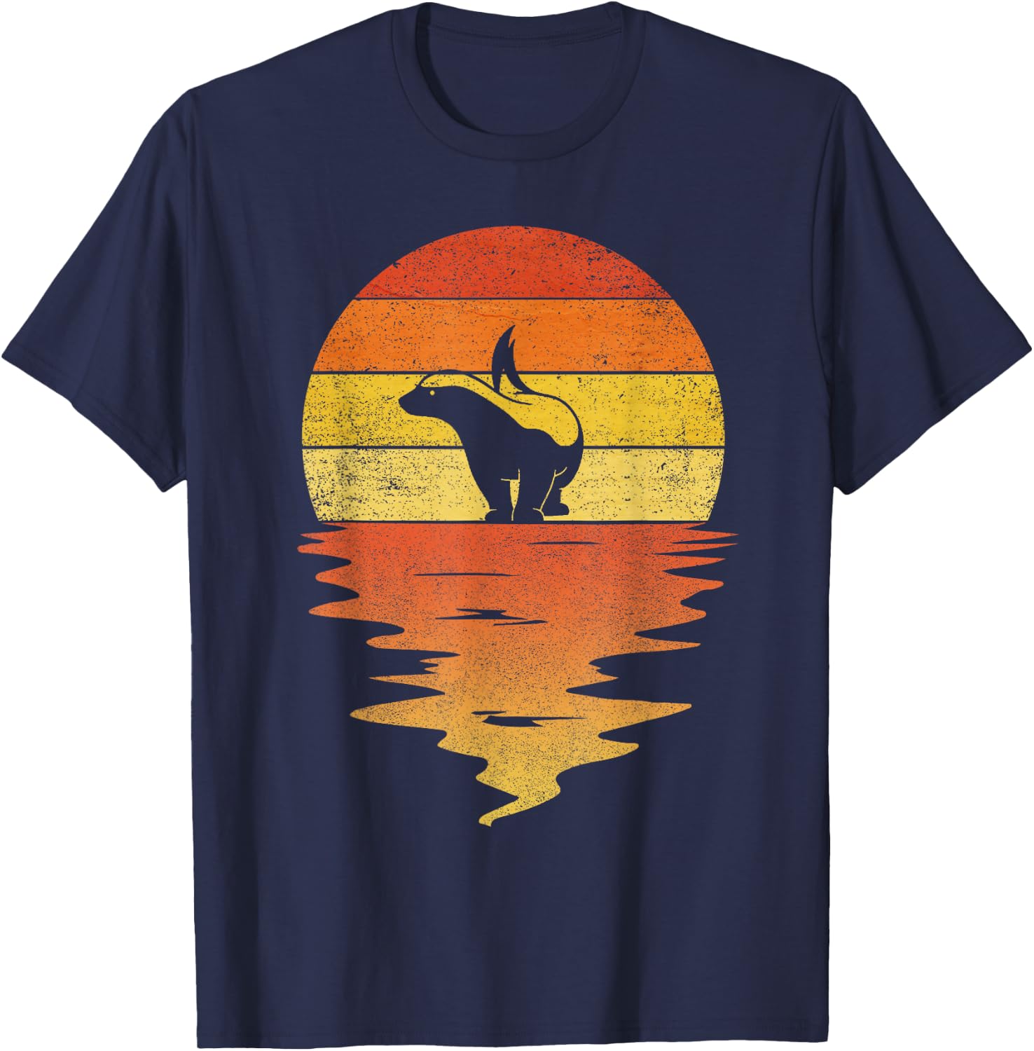 Honey Badger Shirt 70s Retro Sunset Vintage Honey Badger T-Shirt - T-Shirt | Navy