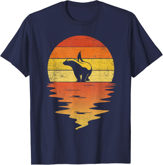 Honey Badger Shirt 70s Retro Sunset Vintage Honey Badger T-Shirt - T-Shirt | Navy